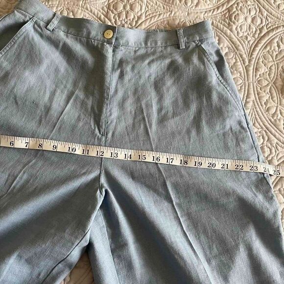 SUSAN BRISTOL Linen grey-blue pants with high waist size 12 - Picture 14 of 14